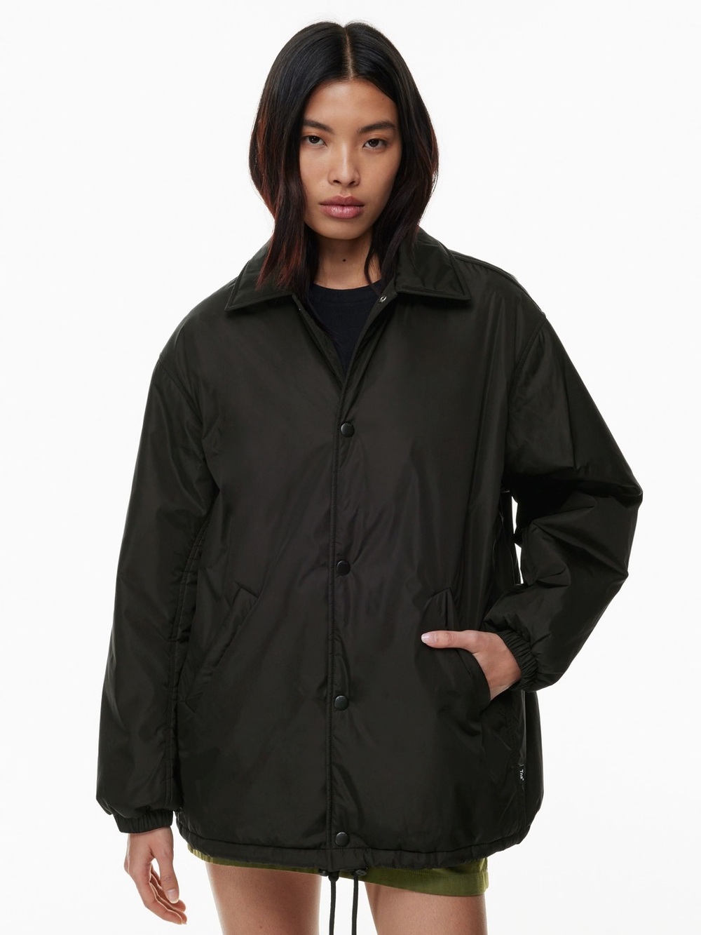 TNA Black Oversized Snap-Front Bomber Jacket